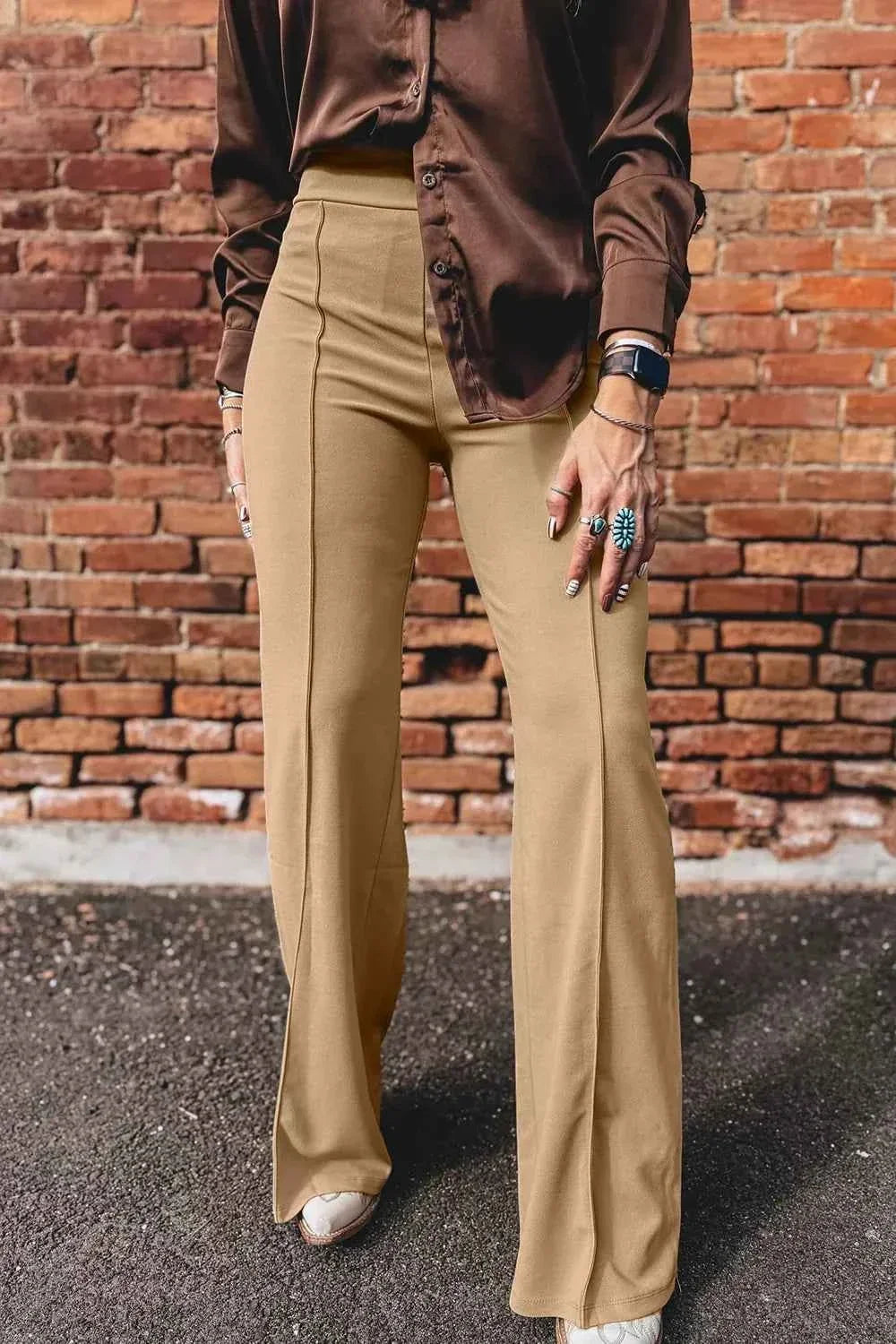 High Waist Full Length Regular Fit Pants