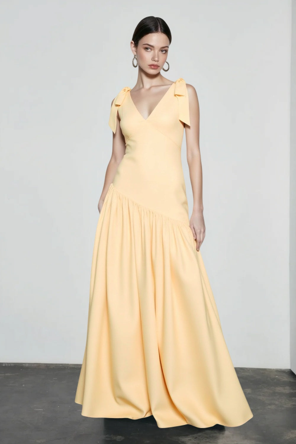 Bow Strap Fitted Flared Sleeveless Party Dress
