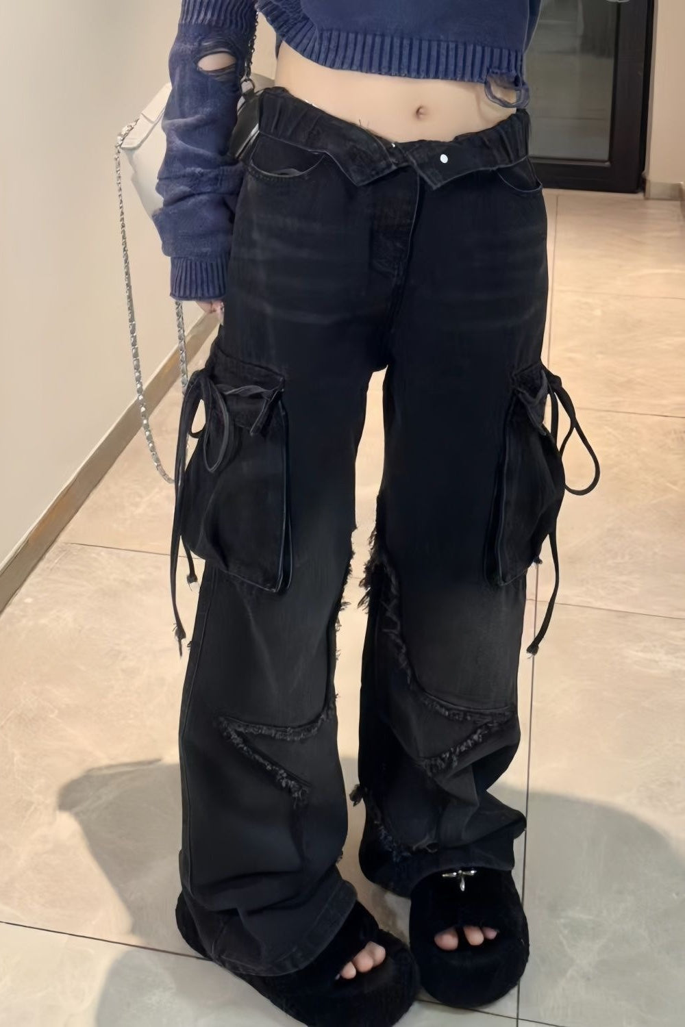 Vintage Washed Wide-Leg Denim Jeans