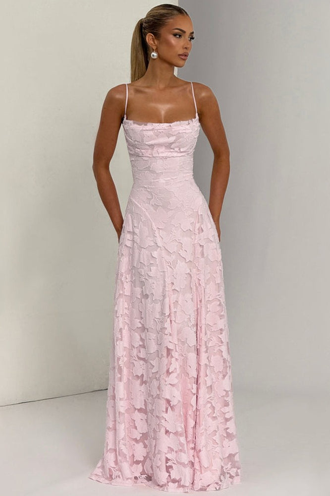 Chiffon Backless Spaghetti Strap Maxi Dress - View 8