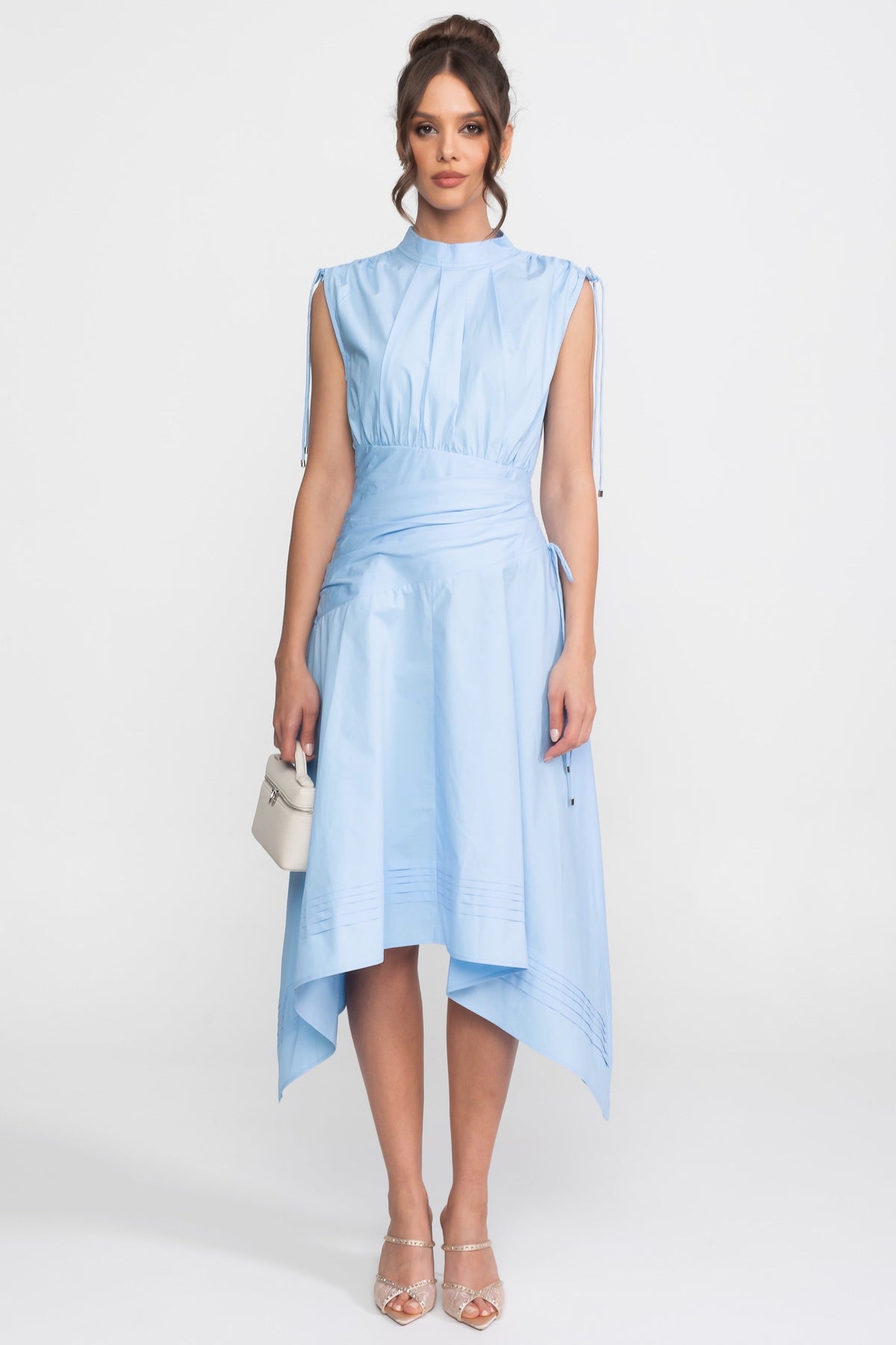 Sleeveless Asymmetric Midi Dress - Light Blue