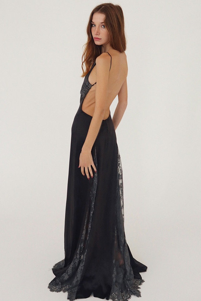 Backless Lace Sheer Mesh Dress
