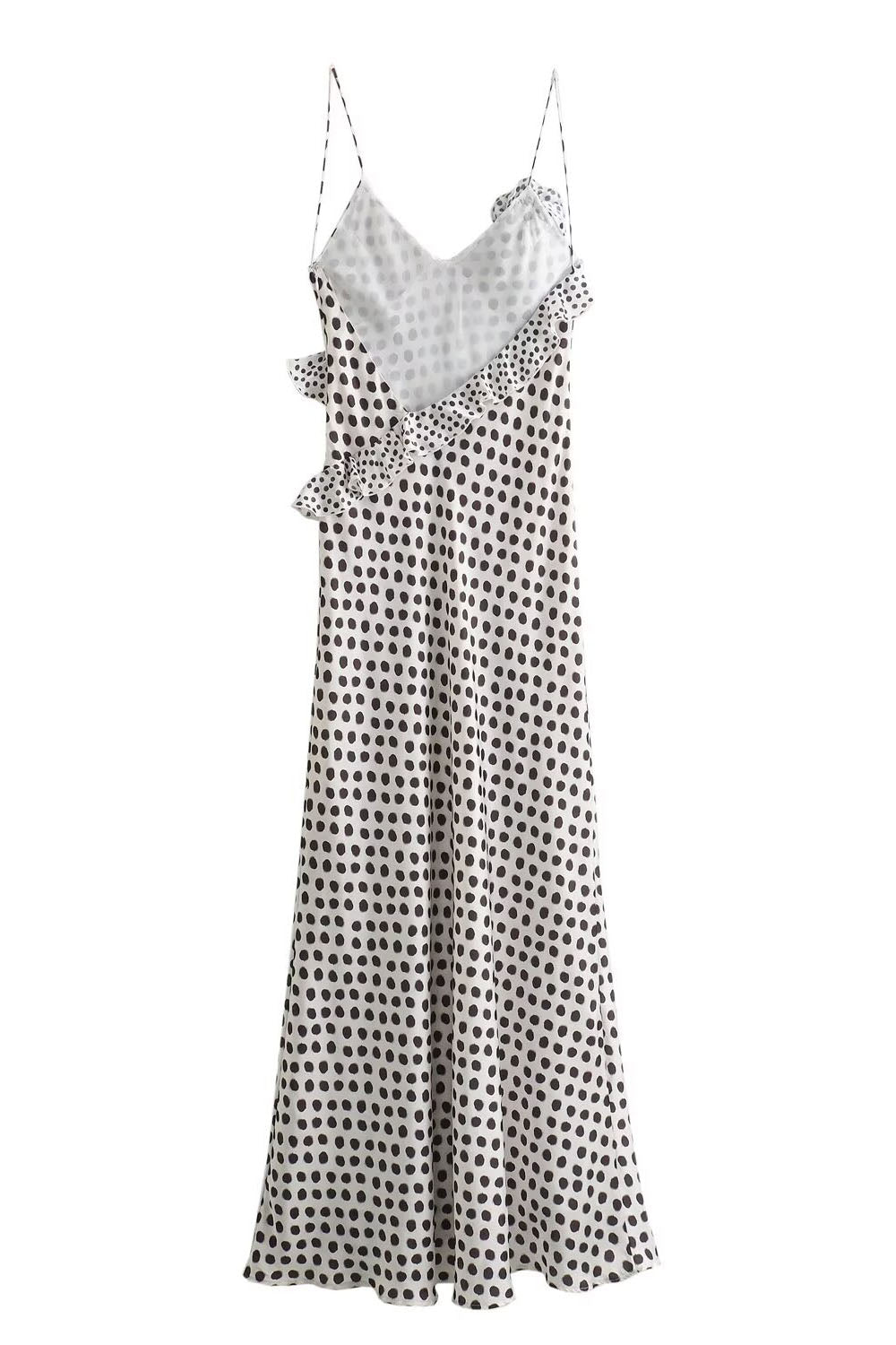 Julia Dotted Guipure Lace Ruffle Strap Maxi Dress - View 3