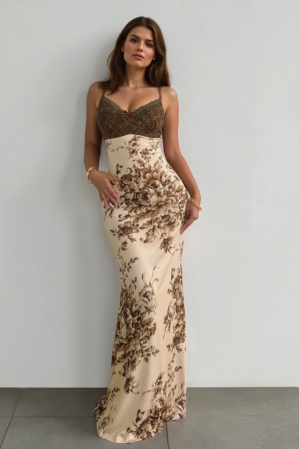Vintage Washed Lace Floral Dress