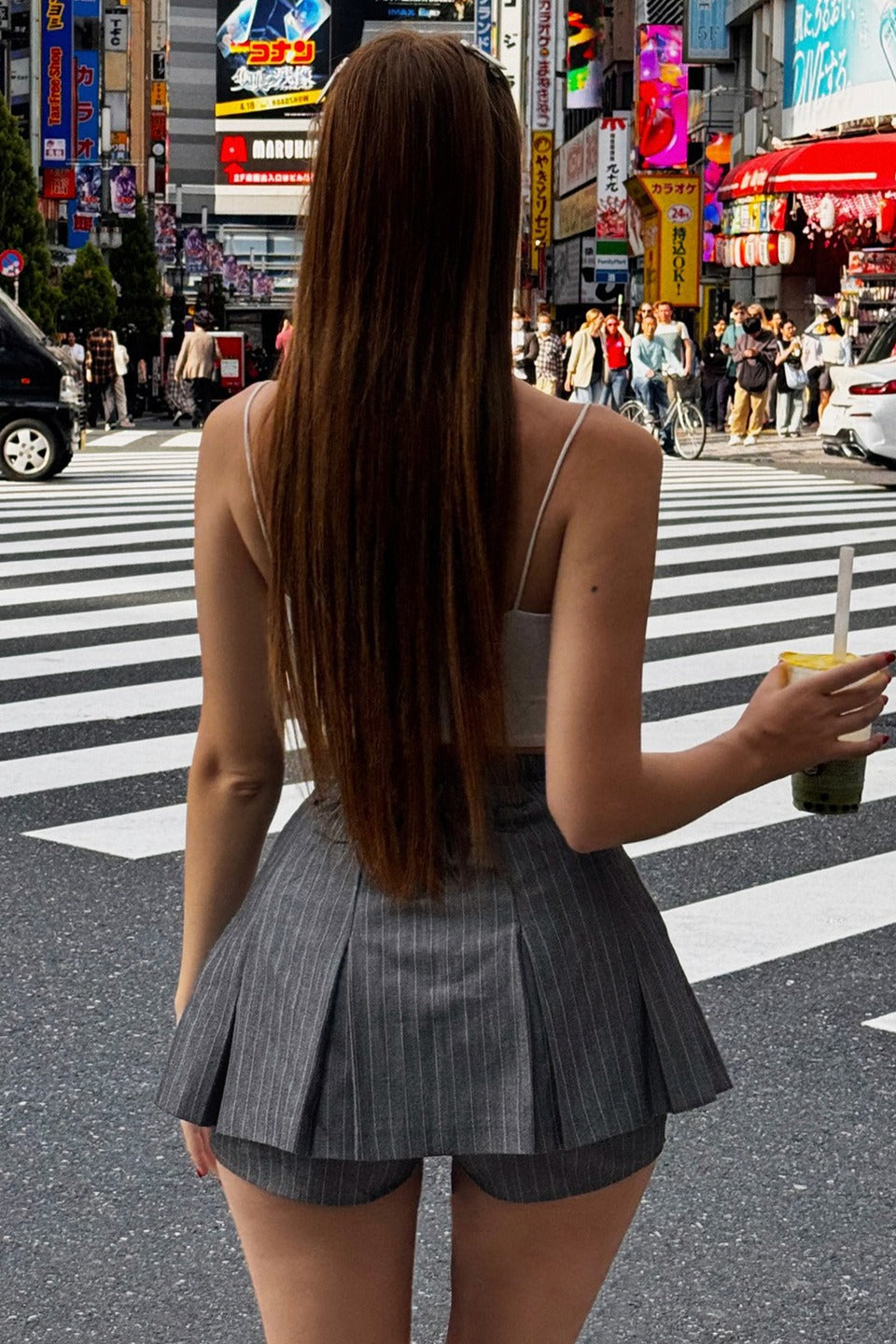 Stripe Low Waist A Line Skirt