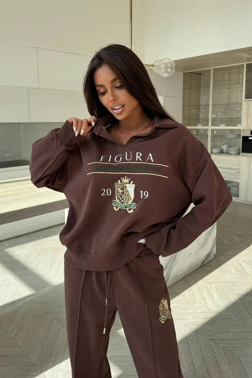 Fashion Crewneck Sweatshirt Pants Activewear Set