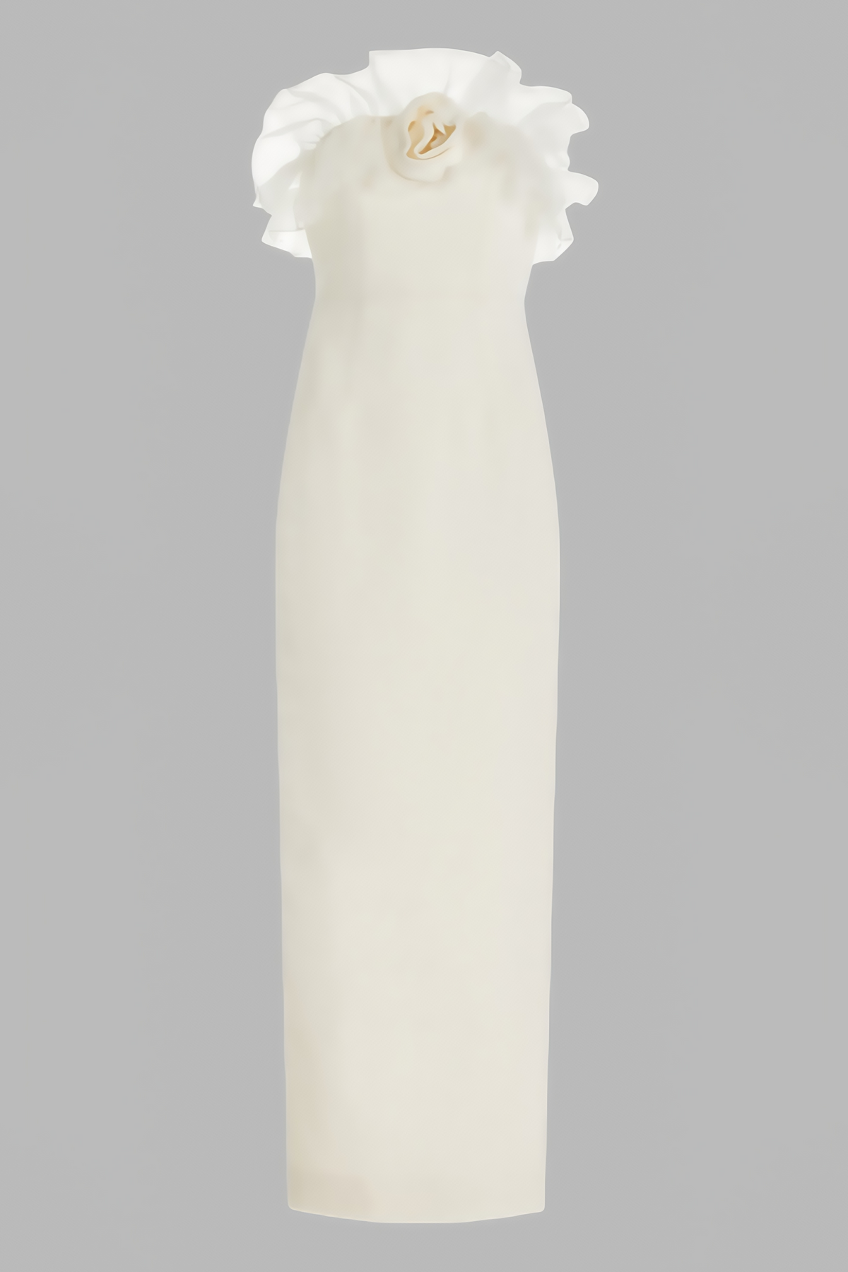 Zaretp White Ruffled Silk Midi Dress - View 4