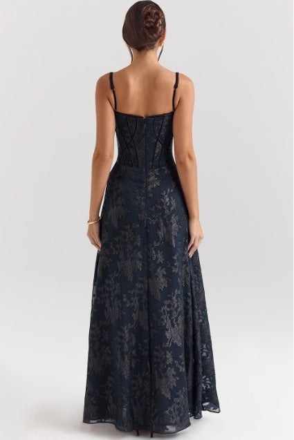 Floral Spaghetti Strap Corset A-Line Maxi Dress - View 7