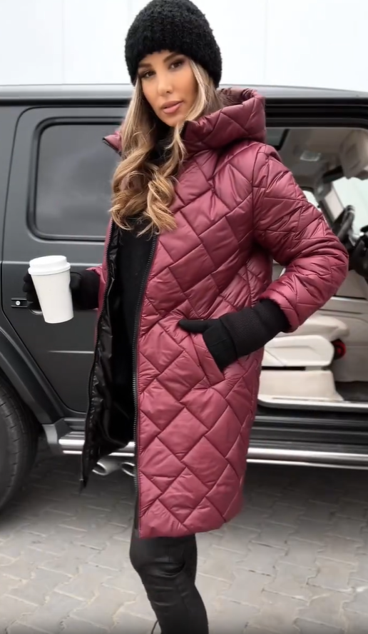 Quilted Hooded Zip Front Longline Puffer Coat 5