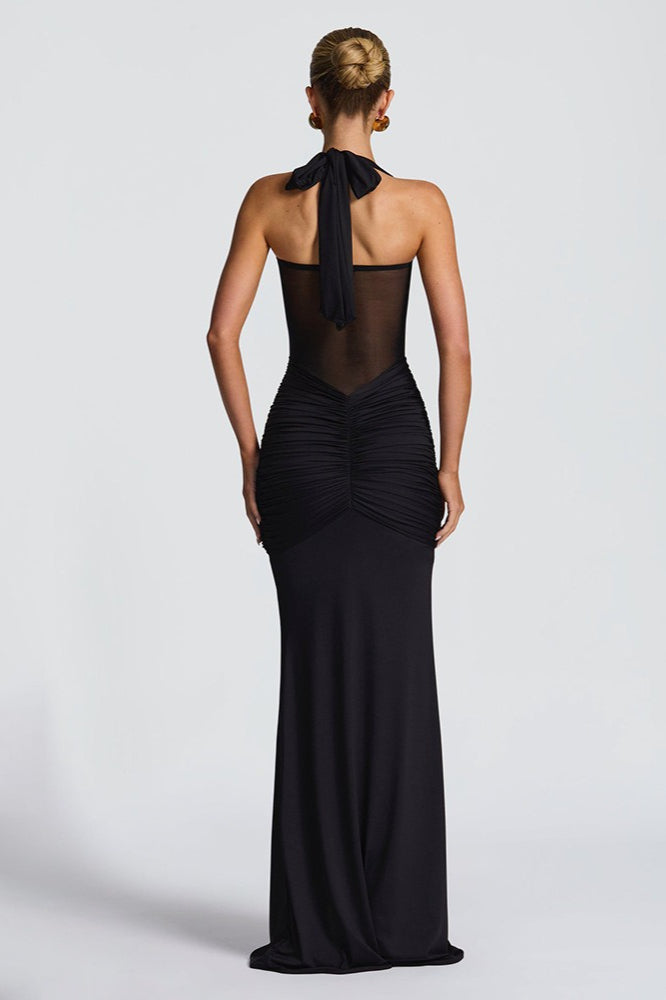 Mesh Panel Sash Maxi Dress - View 12