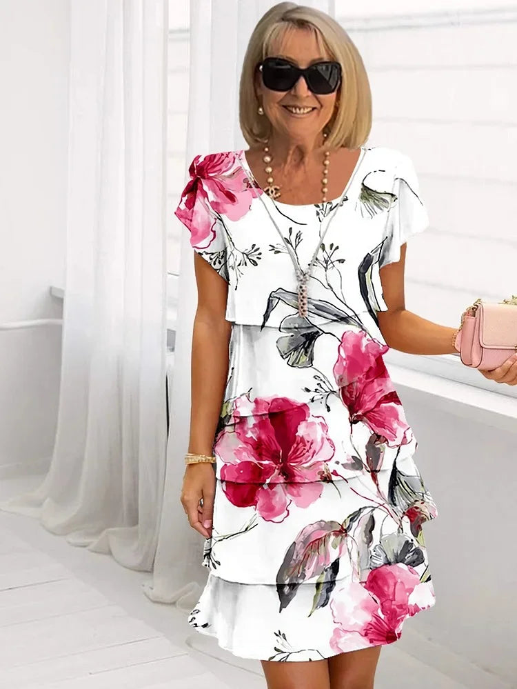 Paulina Pleated Floral Print Ruched Dress