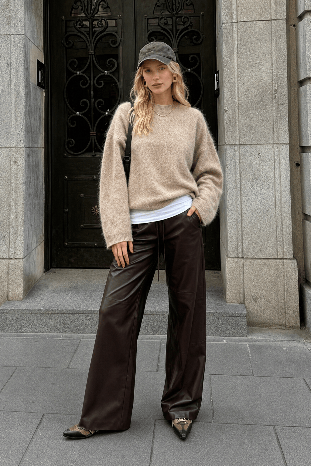 Solid Mohair Soft Knitted Pullover Crewneck Long Sleeve