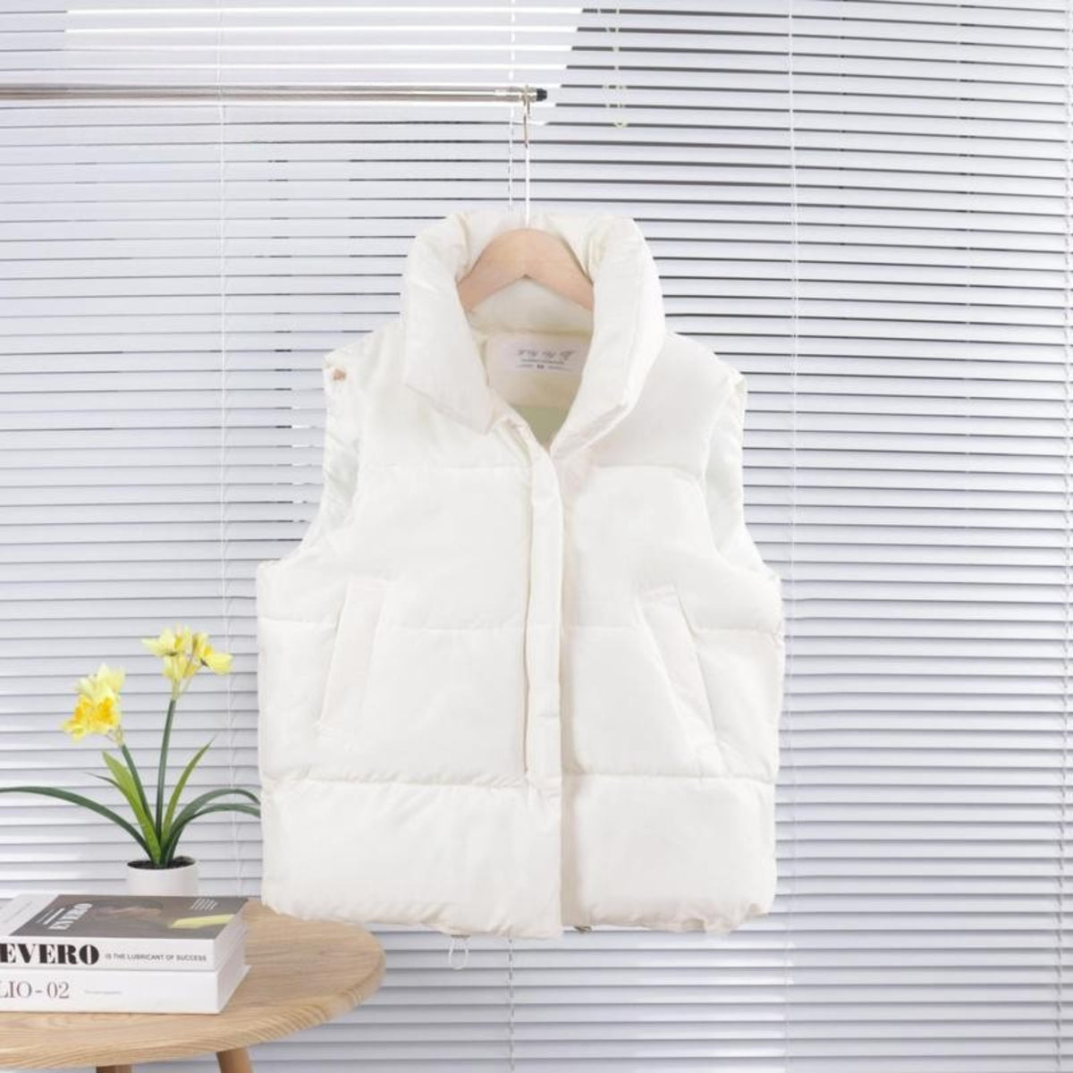 High Neck Zip Front Quilted Puffer Vest 3