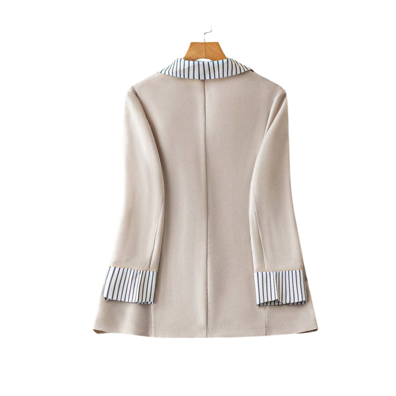 Contrast Stripe Notch Lapel Single Button Blazer 5