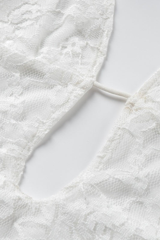 Halter Hollow Out Lace Dress - View 5