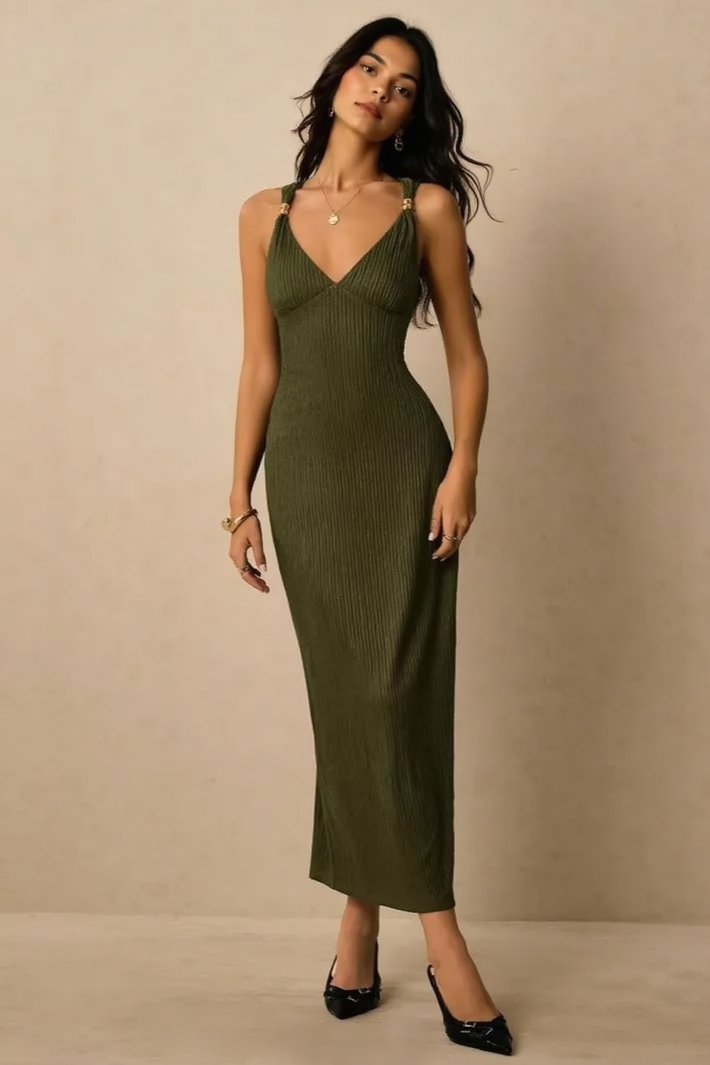 Ruched Bodycon Midi Dress