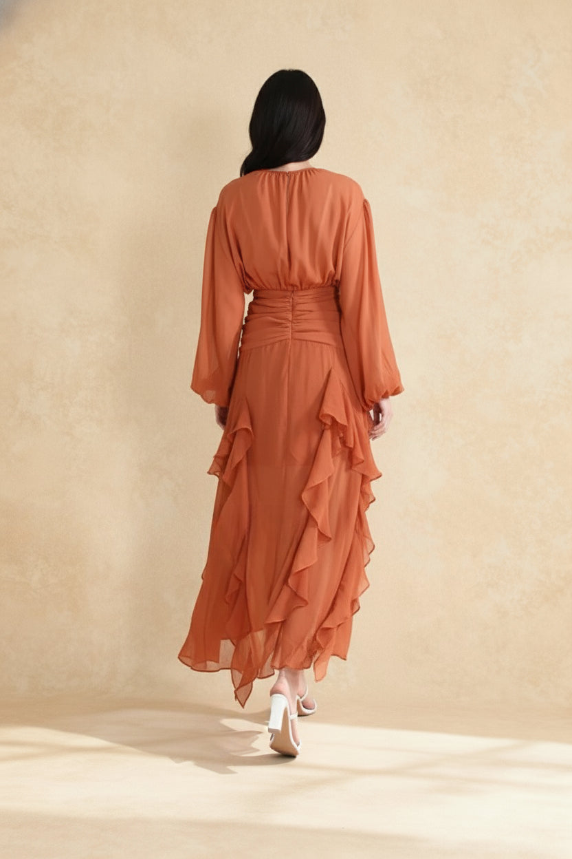 Leonie Ballon Sleeve Maxi Dress