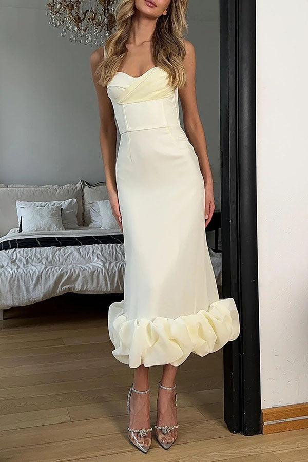 Spaghetti Strap Sweetheart Ruffle Hem Mermaid Midi Dress - View 13