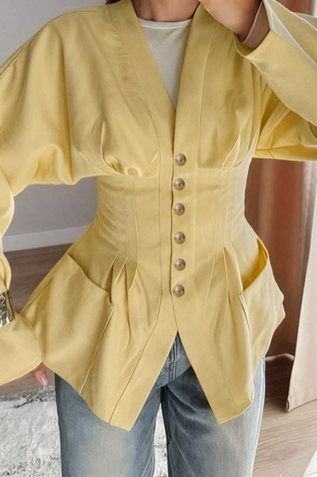 Slim Fit Pleated Blouse