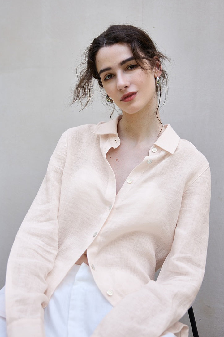 Minimalist Sheer Linen Blouse