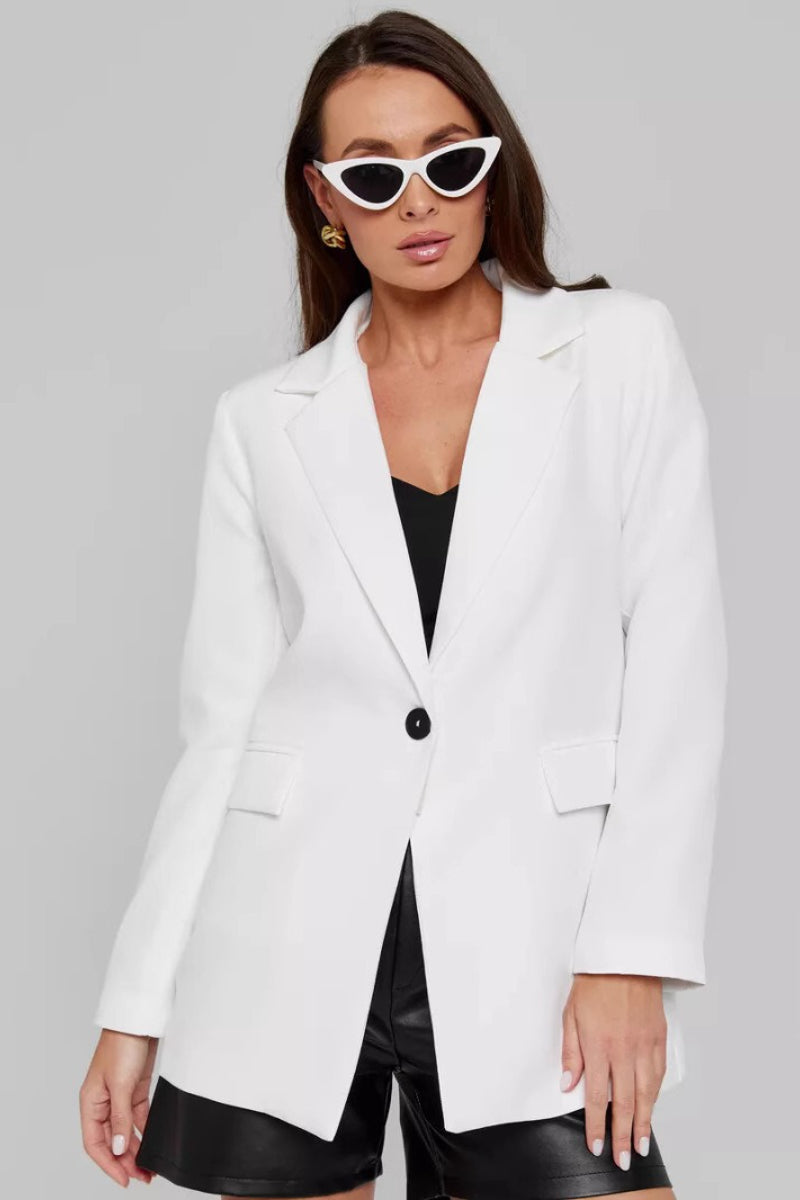Lightweight Single Button Draped Blazer