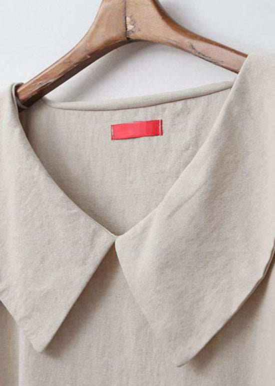 Oversized Peter Pan Collar Short Sleeve Shift Midi Dress - View 5