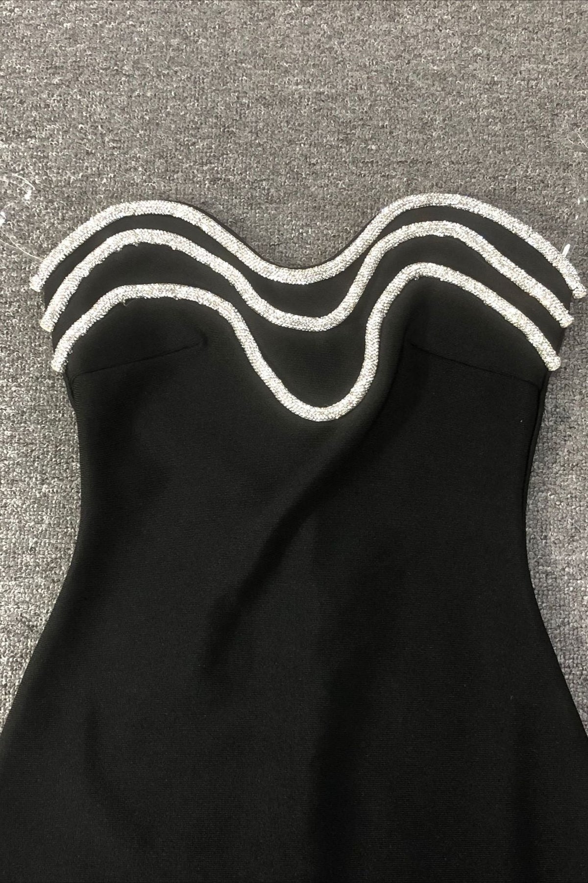 Strapless Crystal Trim Bandage Bodycon Midi Dress - View 8