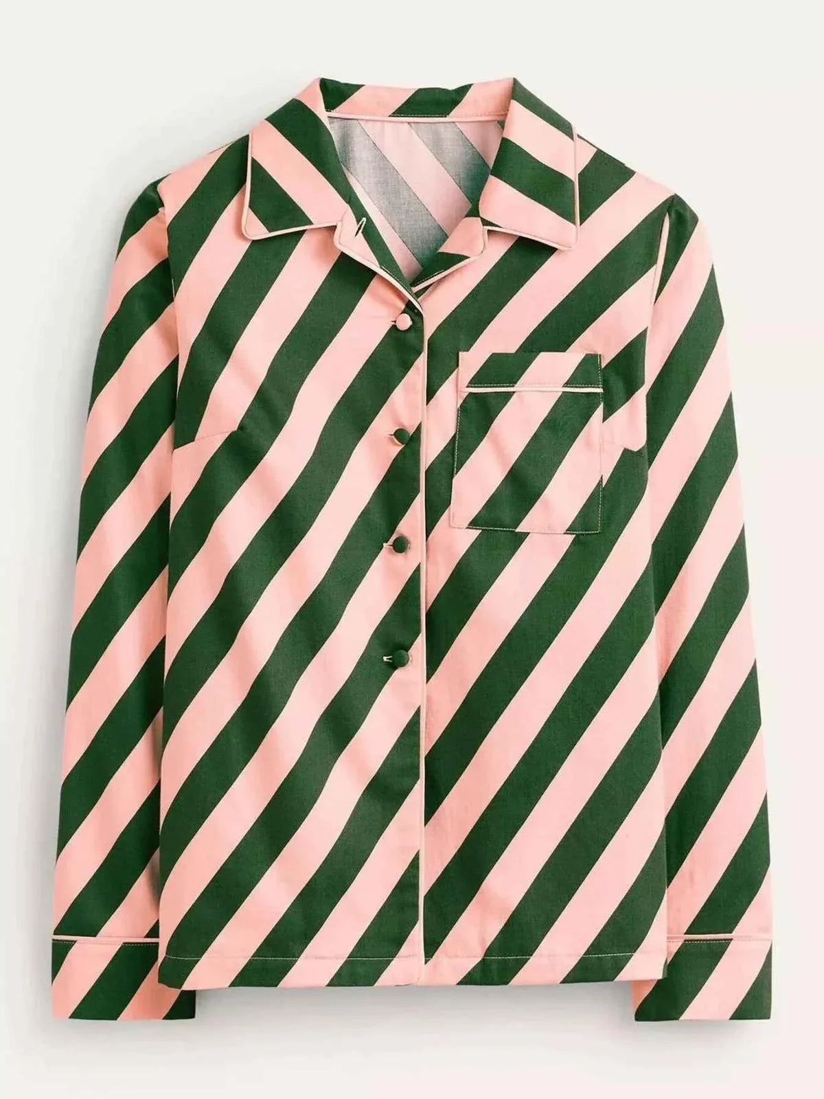Striped Long Sleeve Shirt and Pants Lounge Set