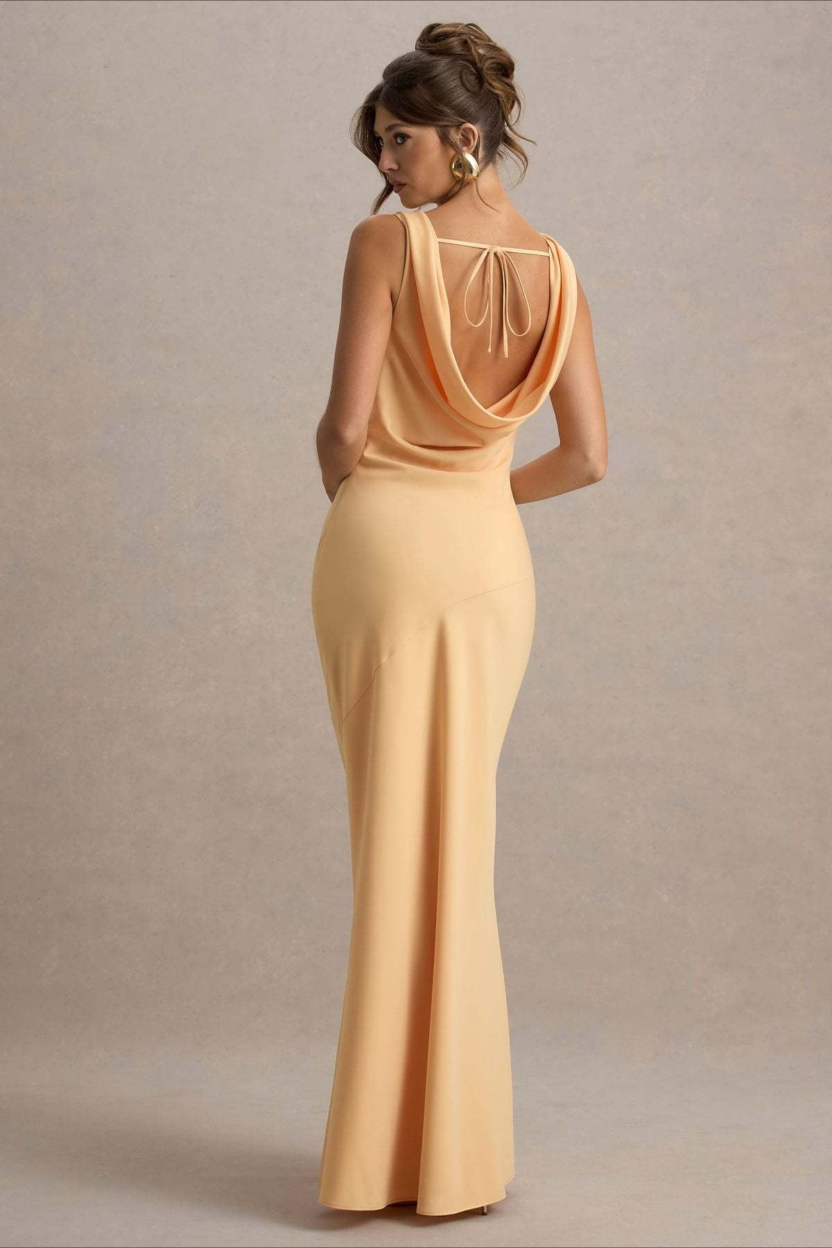 Satin Mermaid Low-Back Party Dress in Blue - View 22