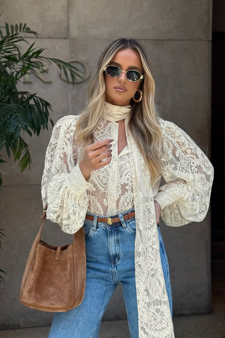 Romantic Sheer Lace Blouse