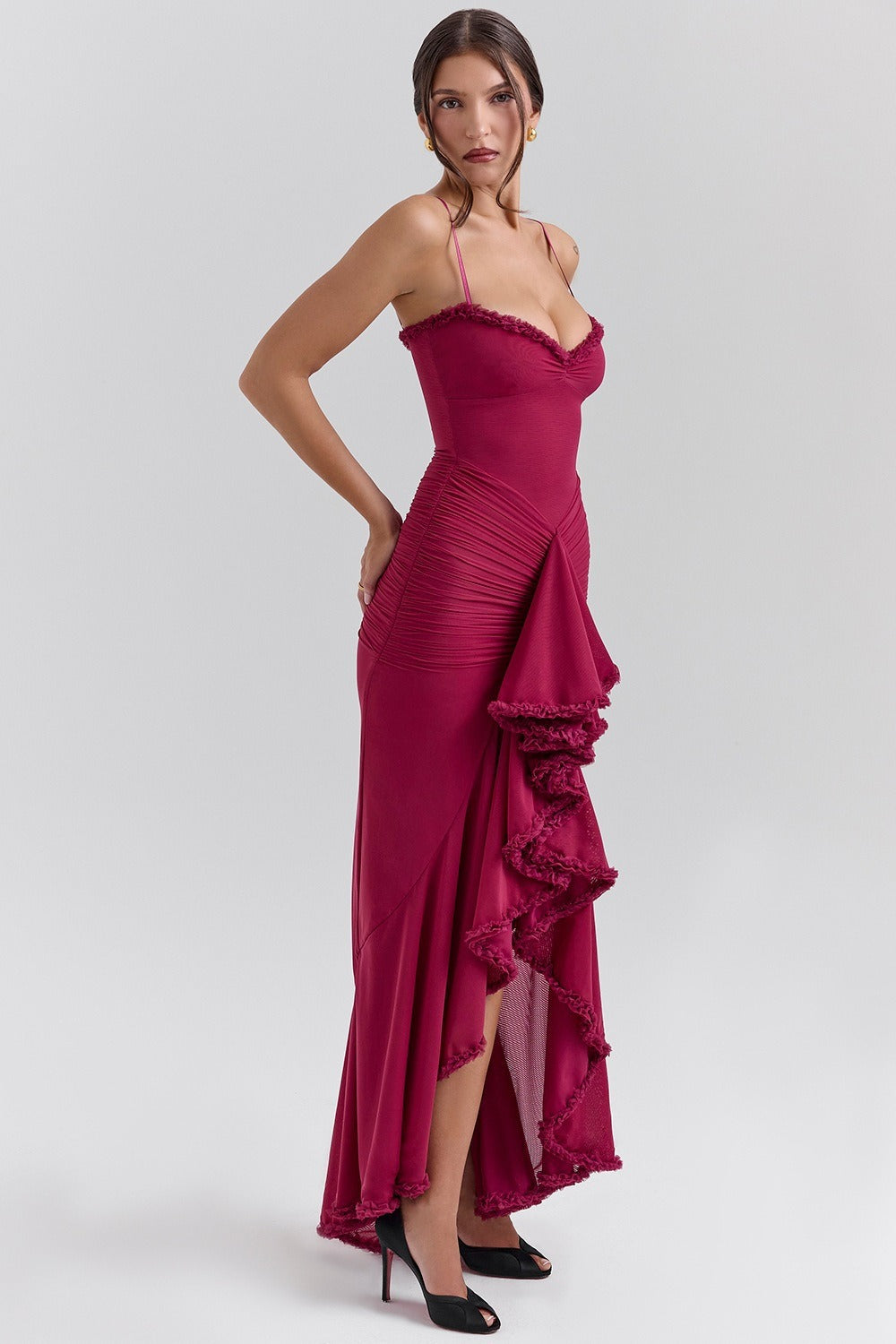 Stretch Mesh V Neck Cami Midi Dress - View 12