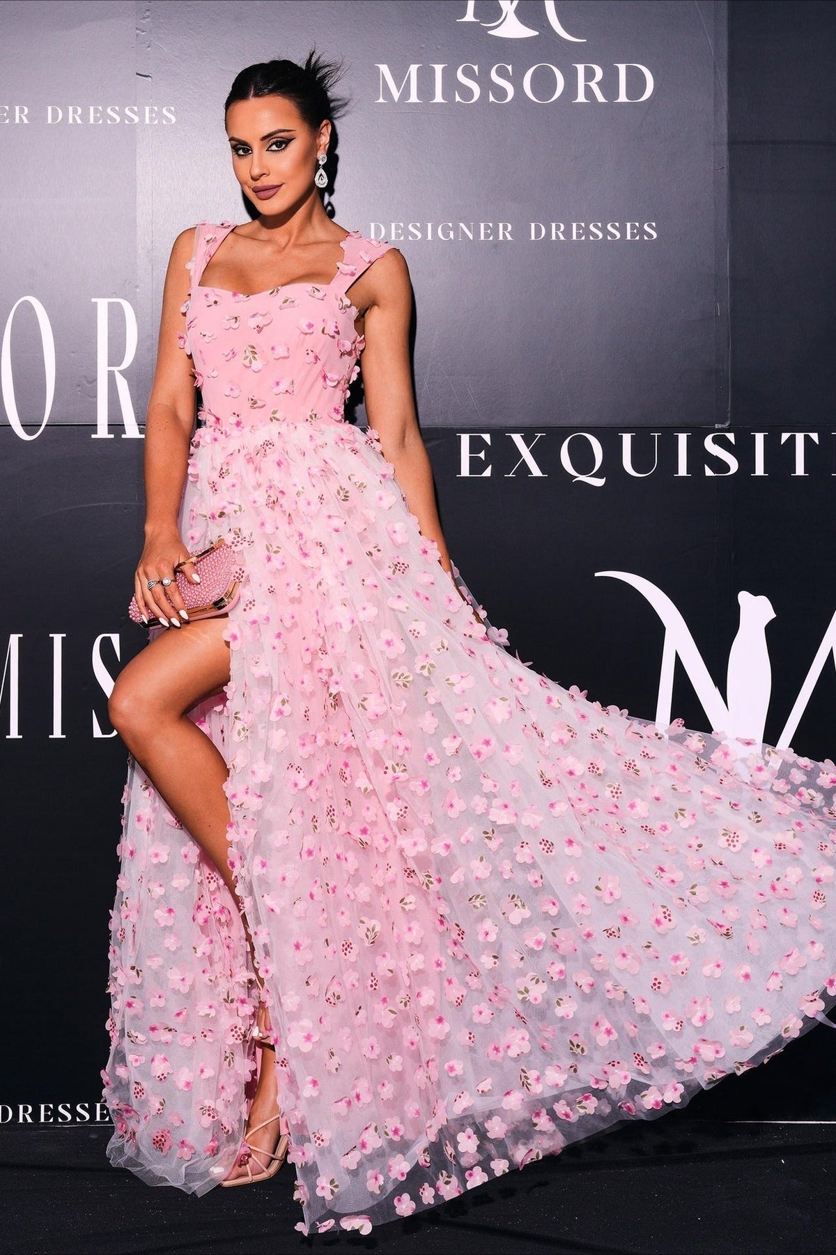 3D Floral Tulle Sweetheart A-Line Prom Gown - View 4