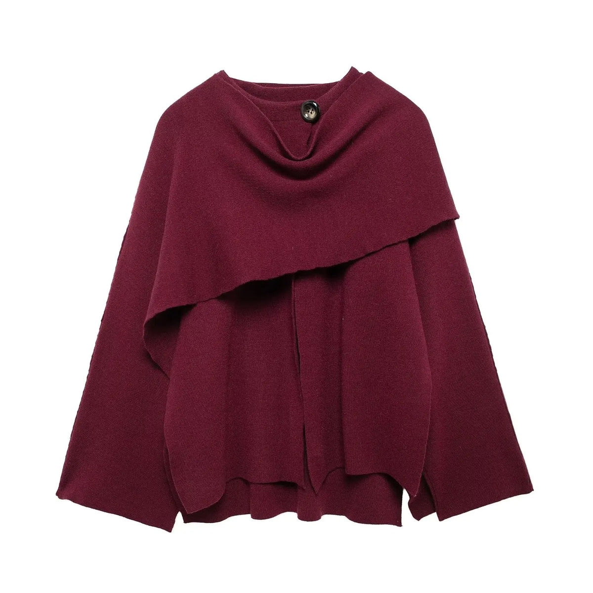 Draped Front Knit Cape Poncho 3