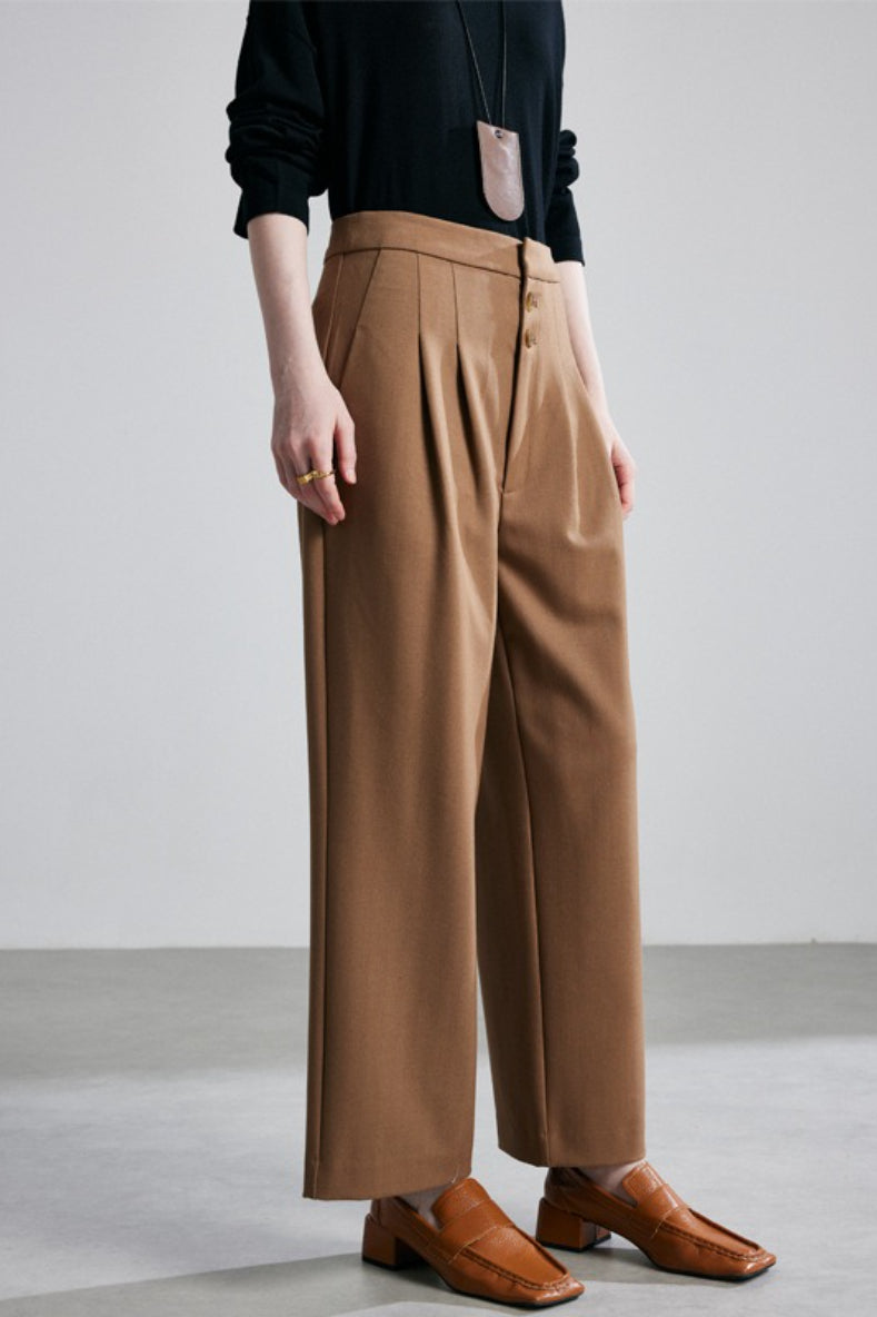 Relaxed Straight Wool Twill Multi Match Suit Pants