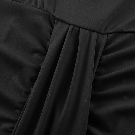 Cold Shoulder Pearl Trim Ruched Waist High Split Midi Cocktail Dress - View 8