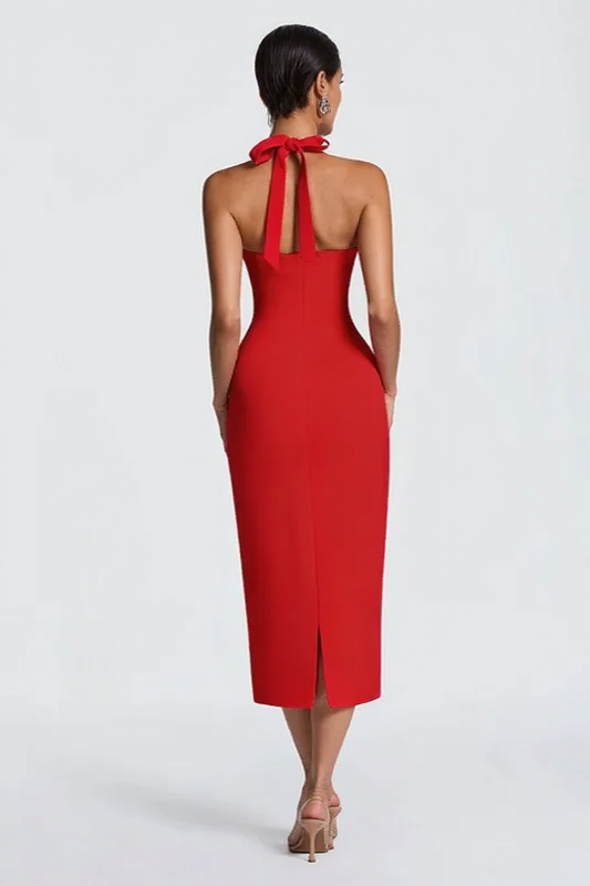 Halter-Neck Midi Dress