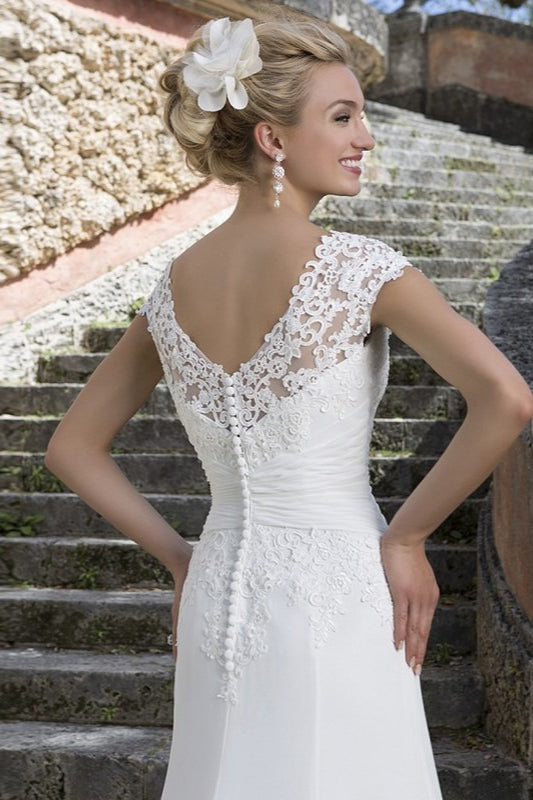 Cap Sleeve Sweetheart Lace Ruched Mermaid Prom Gown - View 4