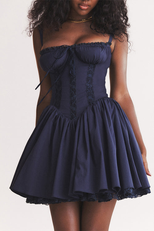 Floral Lace Print Sweetheart Neck Skater Mini Dress 3