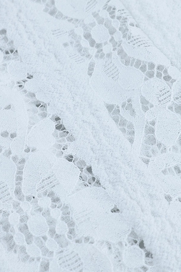 Slim Fit Off Shoulder Lace Dress in White - View 6