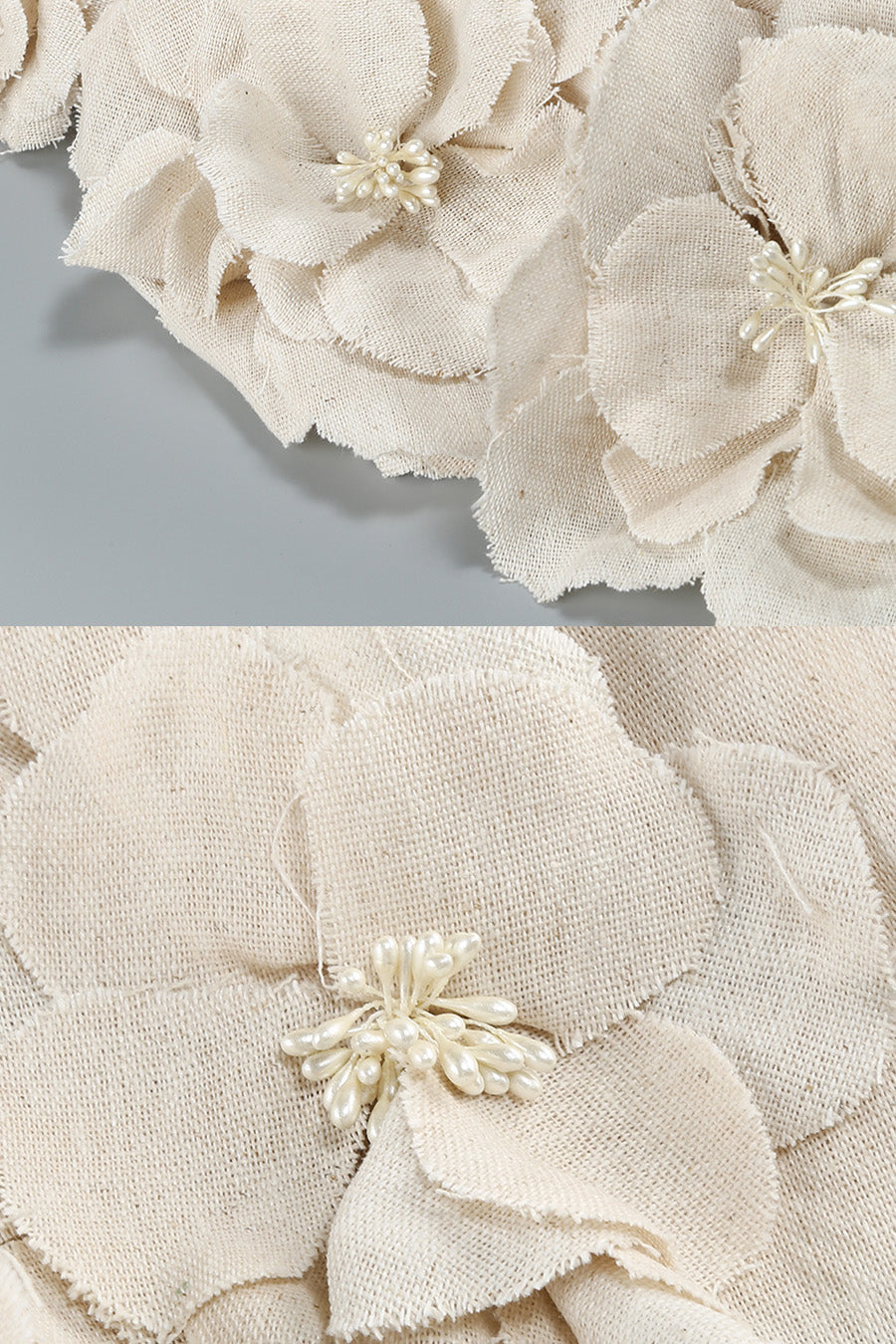 Bustier Dress With 3D Floral Appliqués - Ivoire - View 14