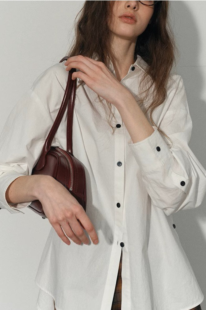 Relaxed Button Front Blouse