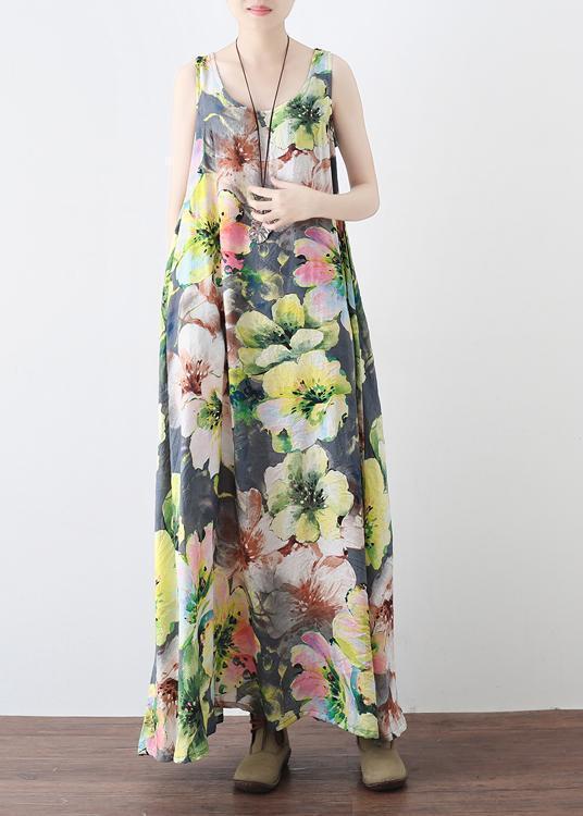 Floral Print Scoop Neck Sleeveless Oversized A-Line Maxi Dress - View 2