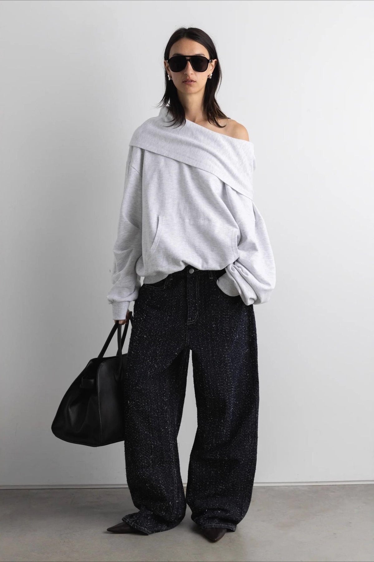 Off Shoulder Print Hoodie