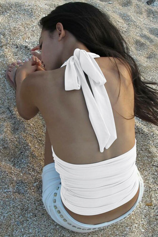 Halter V Neck Backless Cami Top