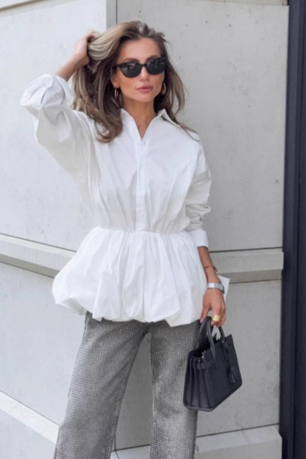 Waist Define Peplum Blouse