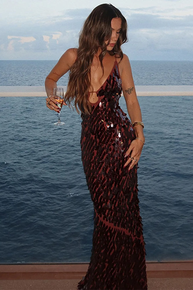 Sexy Sequin Long Maxi Dress