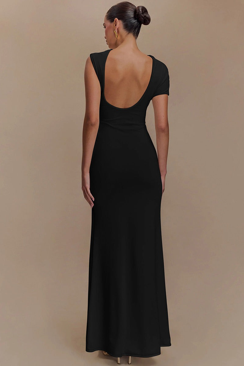One Shoulder Cut Out Ruched Brooch Bodycon Party Maxi Dress - View 7