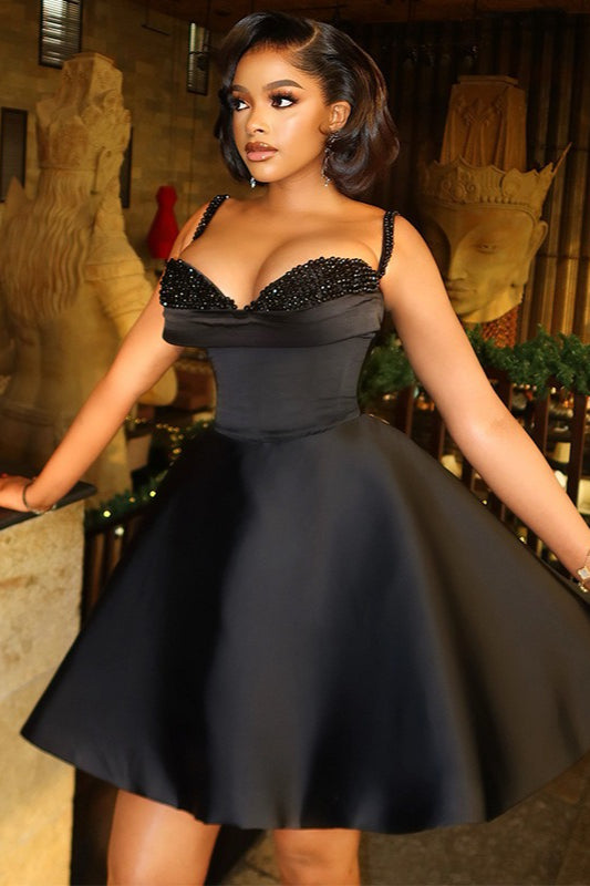 Beaded Sweetheart Off Shoulder Corset Fit and Flare Mini Dress - View 3