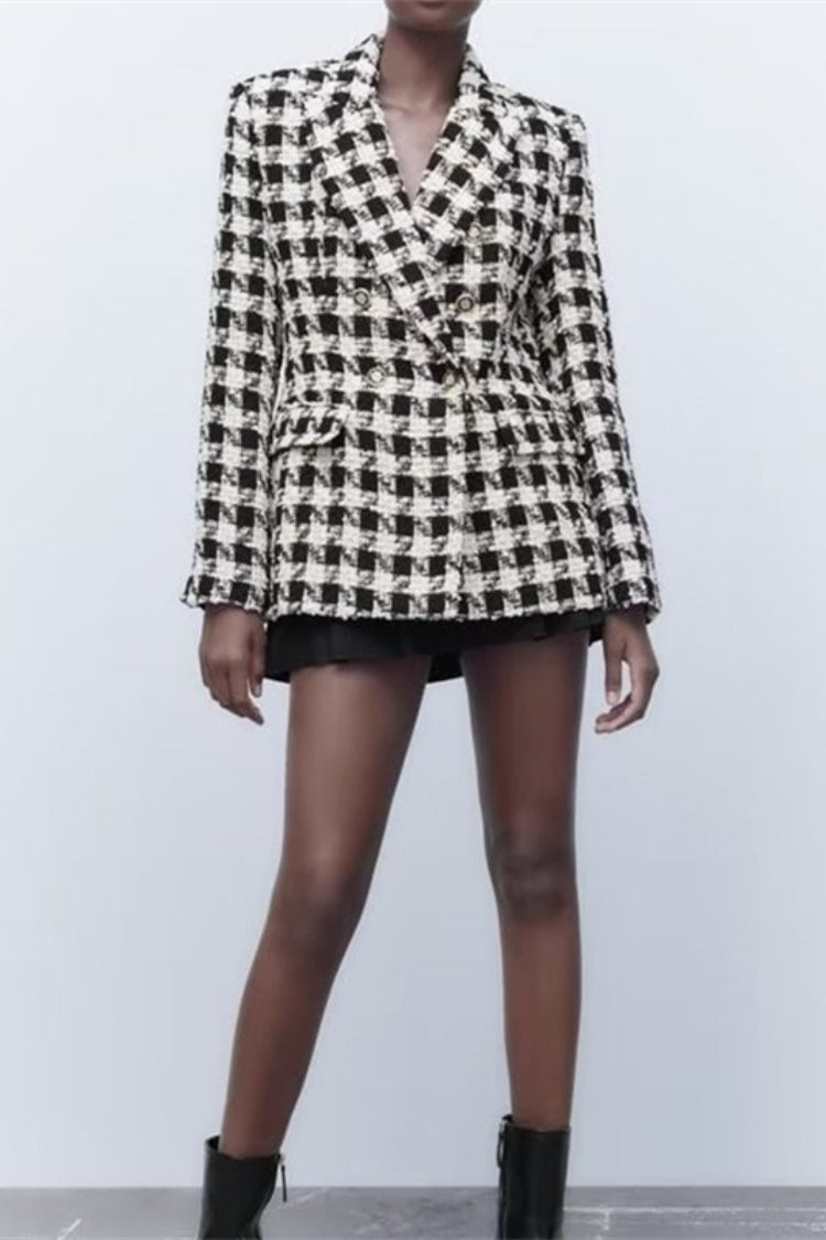 Textured Houndstooth Blazer