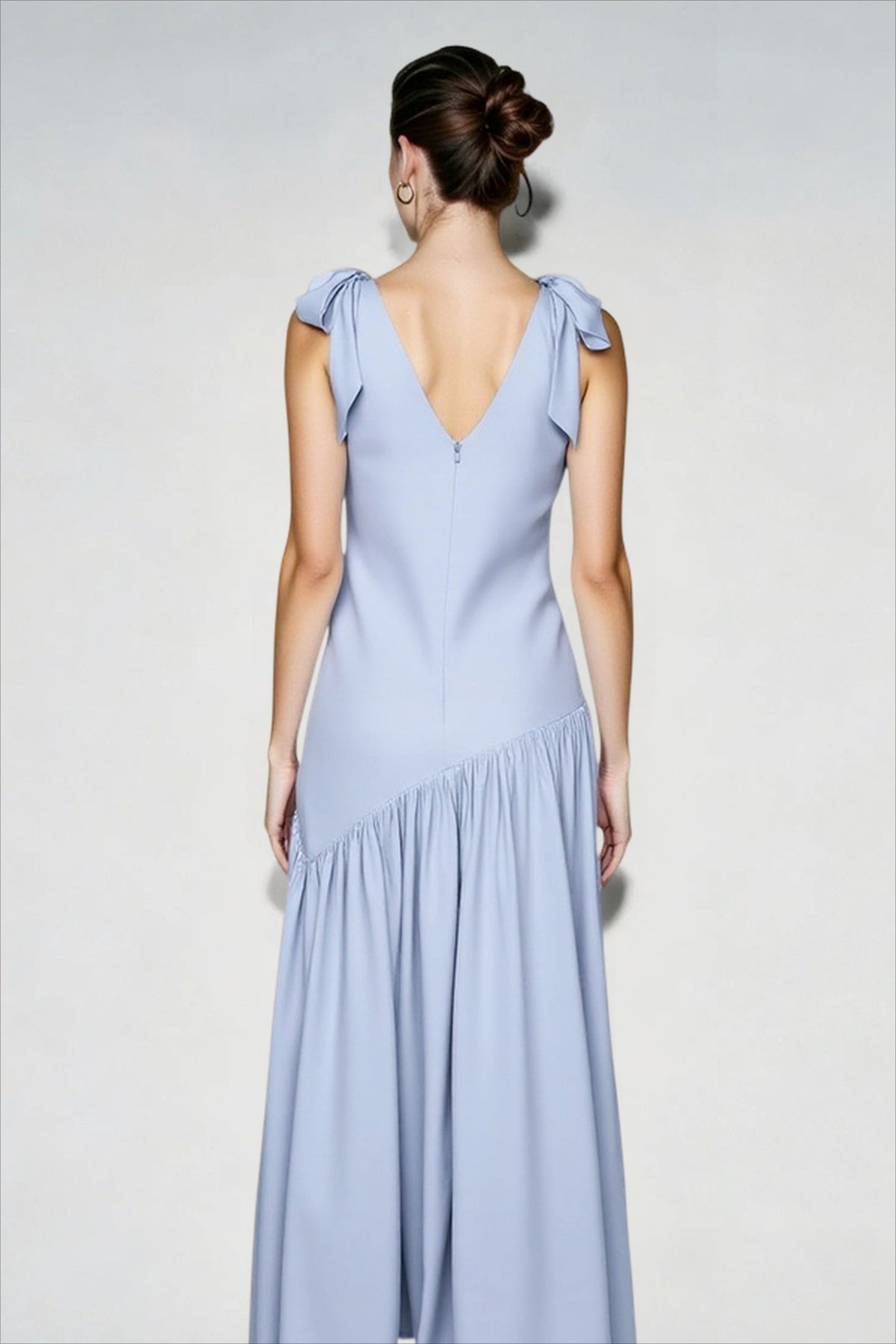 Bow Strap Fitted Flared Sleeveless Party Dress